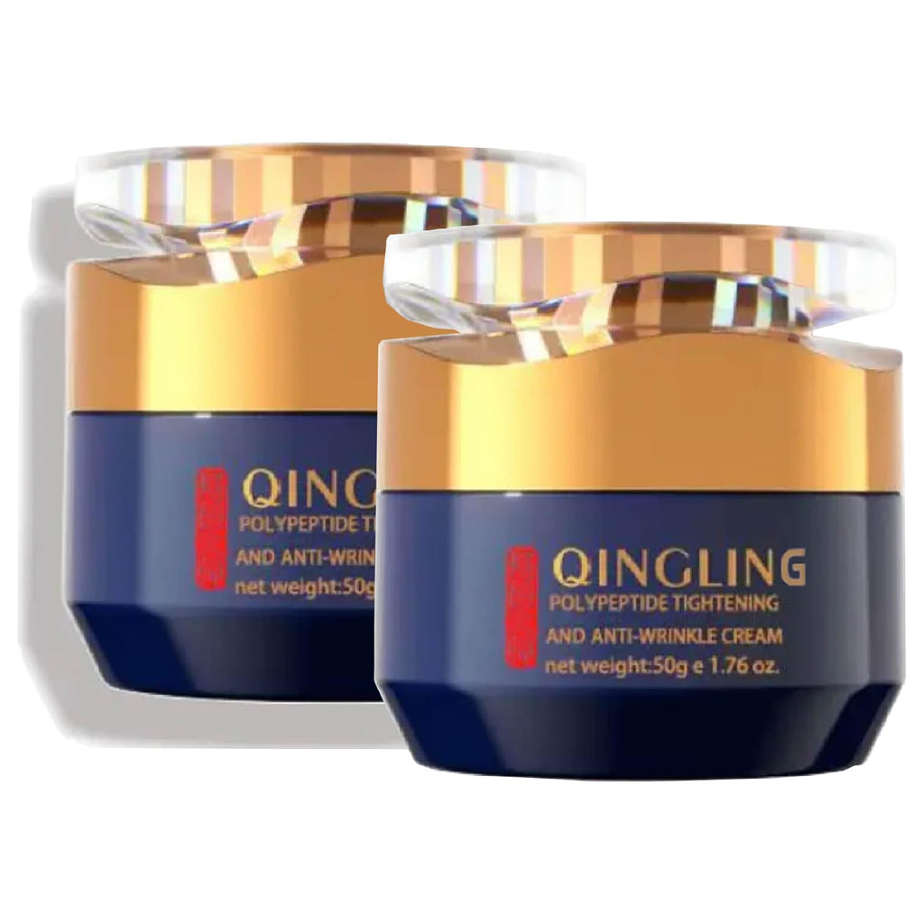 Qingling Crema Para Arrugas QINGLING Crema Reafirmante y Antiarrugas con Polipéptidos para Rostro para Mujeres y Hombres (2pcs)